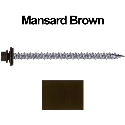 10x3" Metal Roofing Screw  - MANSARD BROWN (CLEARANCE)