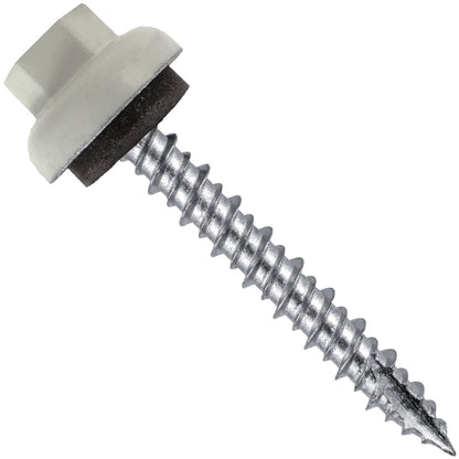 10x1-1/2" HI-LO Zinc Aluminum Cap Metal Roofing Screws  - BONE WHITE (CLEARANCE)