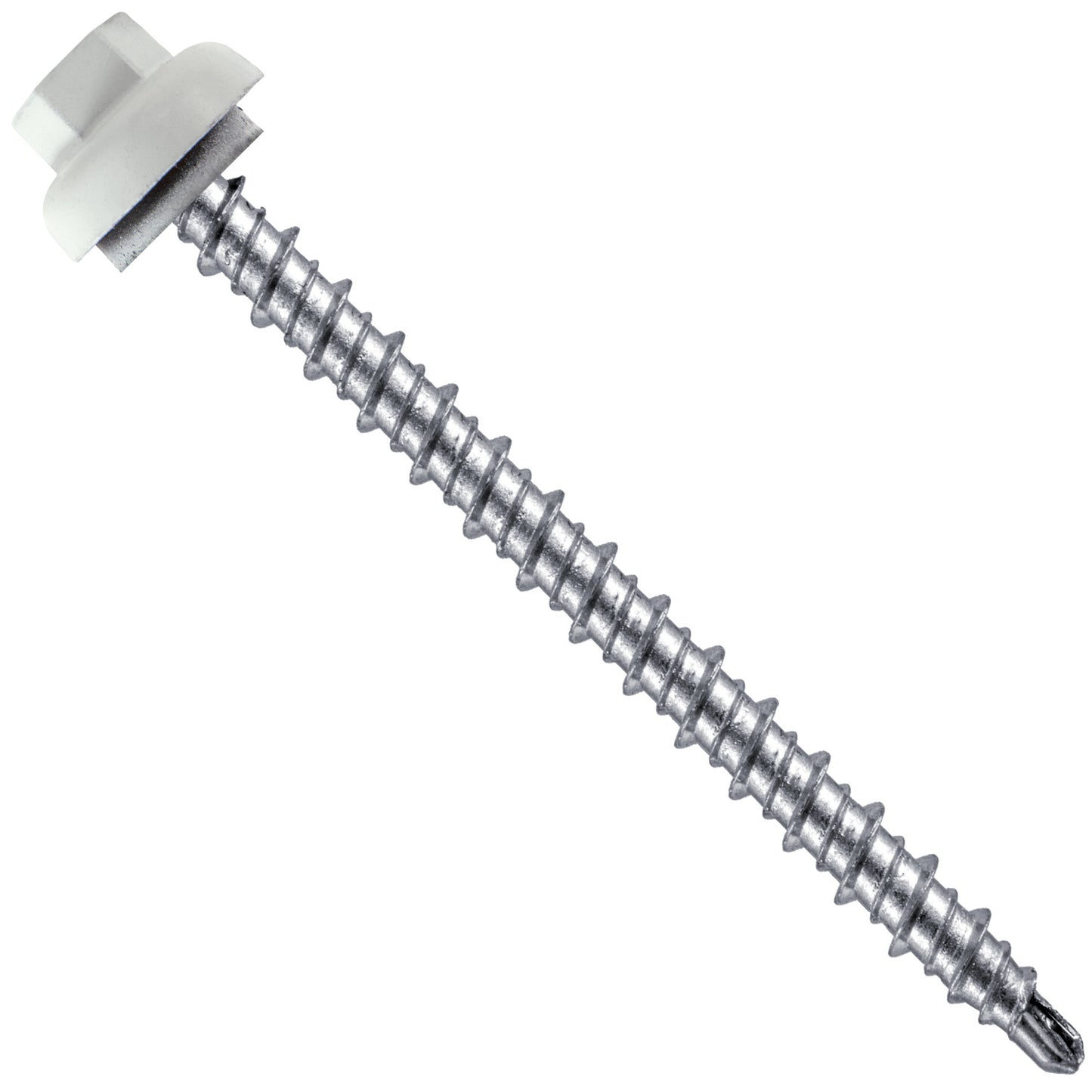 10x2-1/2" HI-LO Zinc Aluminum Cap MINI-DRILLER Metal Roofing Screws  - BRITE WHITE (CLEARANCE)