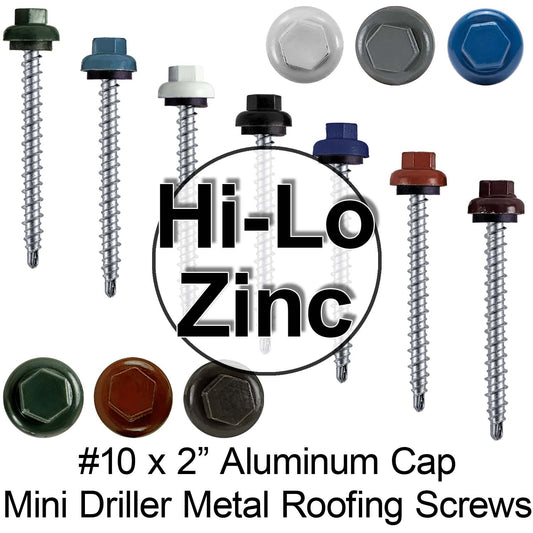 10 X 2" Zinc Aluminum Cap MINI-DRILLER Roofing Screws