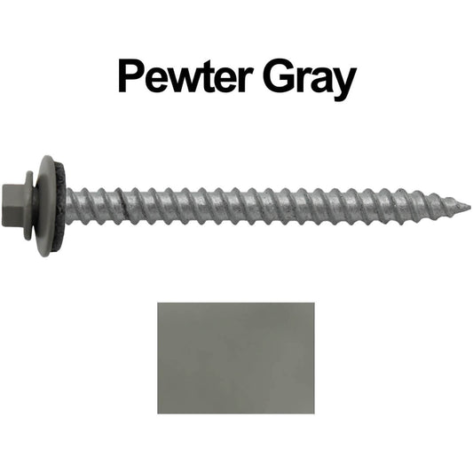 12x2-1/2" Metal Roofing Screw  - PEWTER GRAY (CLEARANCE)