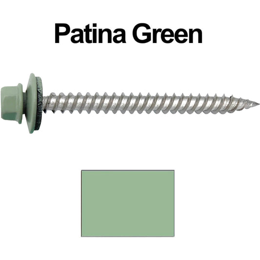12x2-1/2" Stainless Steel Metal Roofing Screw  - PATINA GREEN (CLEARANCE)