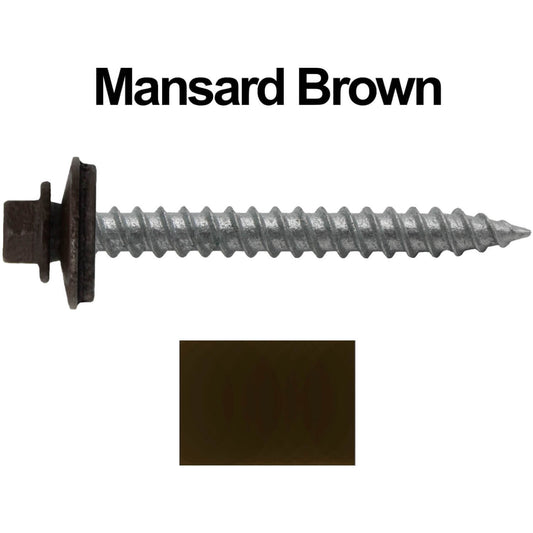 12x2" Metal Roofing Screw  - MANSARD BROWN (CLEARANCE)
