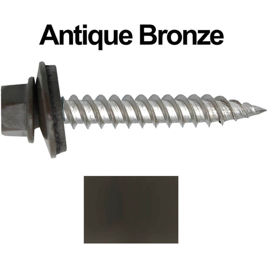 12x1-1/2" Stainless Steel Metal Roofing Screw  - ANTIQUE BRONZE (CLEARANCE)