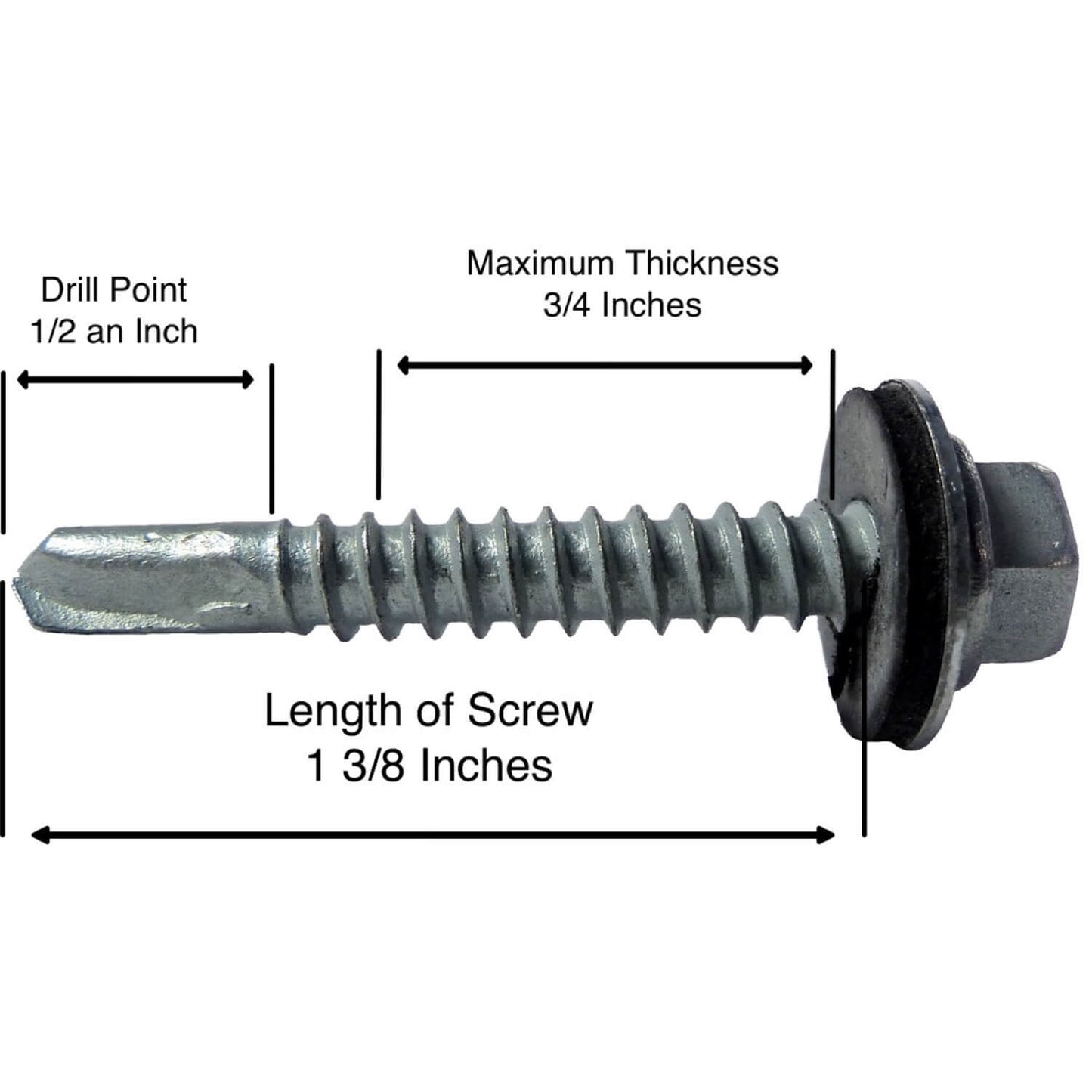 12x1-1/2" Metal to Metal Type 3 Metal Roofing Screw  - HERON BLUE (CLEARANCE)