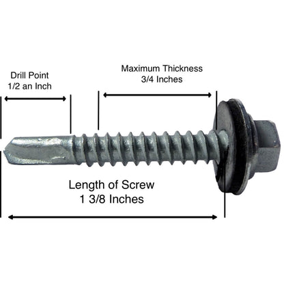 12x1-1/2" Metal to Metal Type 3 Metal Roofing Screw  - HERON BLUE (CLEARANCE)
