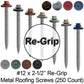 12 x 2-1/2" Metal ROOFING SCREWS: (250) Hex Head Sheet Metal Roof Screw. Sharp Point metal to wood siding screws. EPDM washer. Colored head