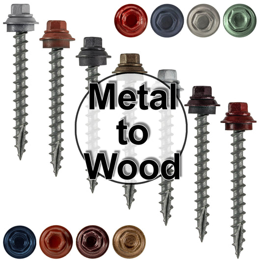 12 X 2-1/2" Metal Roofing Screws For OSB and Plywood - Galvanized Metal to Wood Type 17 Tip - 1/4" Hex Head - Assembled EPDM Washer