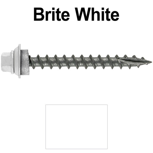 12x2" Metal to Wood Type 17 Tip Metal Roofing Screw  - BRITE WHITE (CLEARANCE)