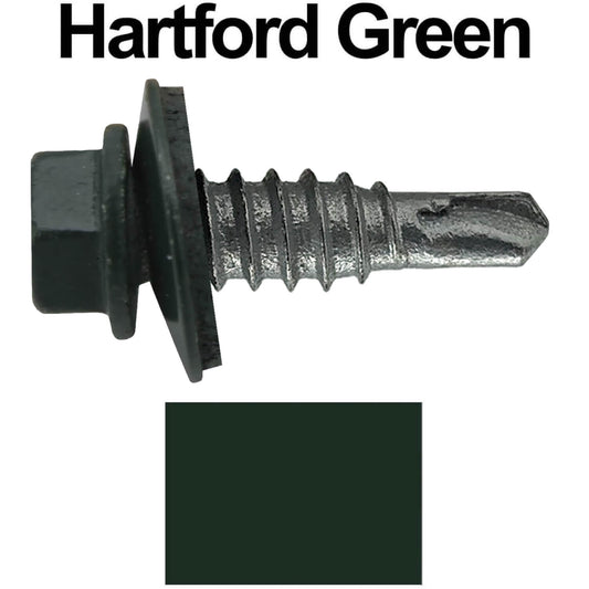 14x7/8" Stitch Tek Metal to Metal Type #1 Roofing Screws  - HARTFORD GREEN (CLEARANCE)