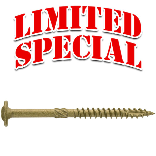 Jake Sales #15 x 3-1/2" Construction Lag Screw - Torx/Star Drive Heavy Duty Structural Lag Screw - ACQ Compatible - Modified Truss Washer Head. PALLET of FULL BOXES ~33,600 Screws (OVERSTOCK)