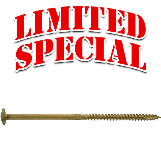 Jake Sales #15 x 6" Construction Lag Screw - Torx/Star Drive Heavy Duty Structural Lag Screw - ACQ Compatible - Modified Truss Washer Head. (OVERSTOCK)