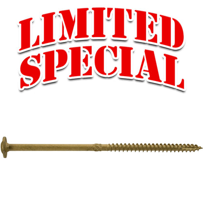 Jake Sales #15 x 6" Construction Lag Screw - Torx/Star Drive Heavy Duty Structural Lag Screw - ACQ Compatible - Modified Truss Washer Head. (OVERSTOCK)