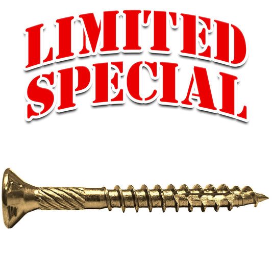#8 x 1-1/2" Gold Star Wood Screw, T-20 Torx Drive, Flat Head (OVERSTOCK)