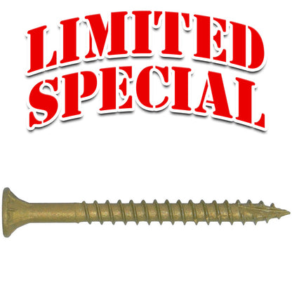 #8 x 1-1/2" Bronze Star Multipurpose Exterior Coated Wood Screw, T-30 Torx Drive, Flat Head (OVERSTOCK)