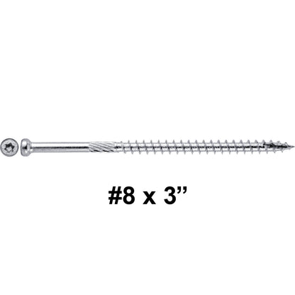 #8 x 3" Stainless Steel Finish Wood Screw  - FULL BOX ~2,500 Screws (CLEARANCE)