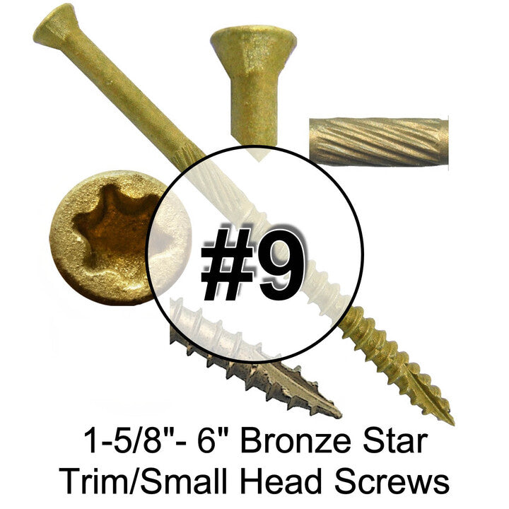 #9 Bronze Star Trim Head Wood Screw Torx/Star Drive Head - Multipurpose Exterior Coated Torx/Star Drive Wood Screws