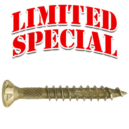 #9 x 1-1/2" Bronze Coated Multipurpose Wood Screw Torx/Star Drive Flat Head Exterior Coated - ACQ Compatible Wood Screws (OVERSTOCK)