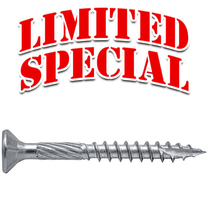 Jake Sales #9 x 1-5/8" Silver Star Stainless Steel Wood Screw Torx/Star Drive Head - Grade 300 Series Stainless Steel Torx/Star Drive Wood Screws - FULL BOX ~4,000 (OVERSTOCK)