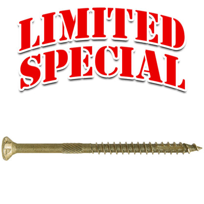 #9 x 2-3/4" Bronze Coated Multipurpose Wood Screw Torx/Star Drive Flat Head Exterior Coated - ACQ Compatible Wood Screws  (OVERSTOCK)