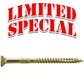 #9 x 2" Gold Star Wood Screw, T-25 Torx Drive, Flat Head (OVERSTOCK)