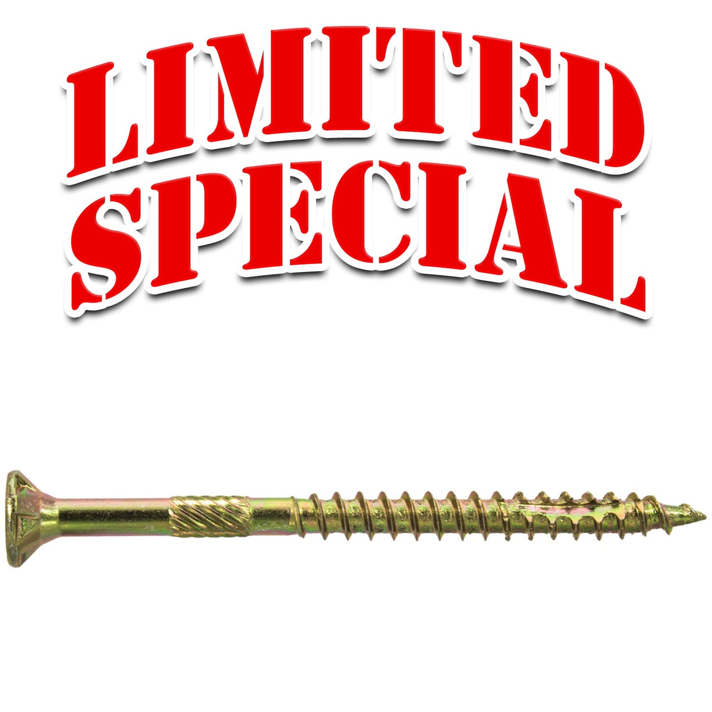 #9 x 2" Gold Star Wood Screw, T-25 Torx Drive, Flat Head (OVERSTOCK)