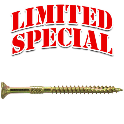#9 x 2" Gold Star Wood Screw, T-25 Torx Drive, Flat Head (OVERSTOCK)