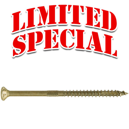 #9 x 3" Bronze Coated Multipurpose Wood Screw Torx/Star Drive Flat Head Exterior Coated - ACQ Compatible Wood Screws (OVERSTOCK)