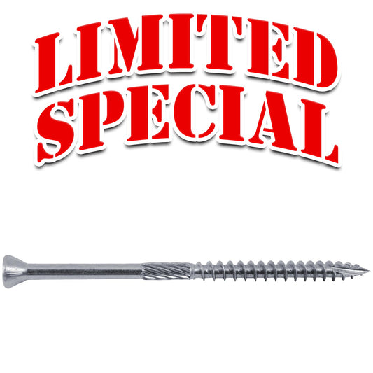 #9 x 3" Silver Star Stainless Steel TRIM HEAD Screw Torx/Star Drive Head-Stainless Steel TRIM HEAD Wood Screws - 305 Stainless Steel Torx/Star Drive Wood Screws - FULL BOX ~2,000 Screws (OVERSTOCK)