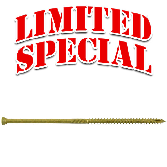 #9 x 5" Bronze Coated Multipurpose Wood Screw Torx/Star Drive Trim Head Exterior Coated - ACQ Compatible Wood Screws. Full Box ~2,000 Screws (OVERSTOCK)