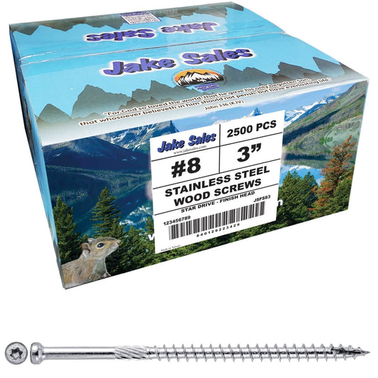 #8 x 3" Stainless Steel Finish Wood Screw  - FULL BOX ~2,500 Screws (CLEARANCE)