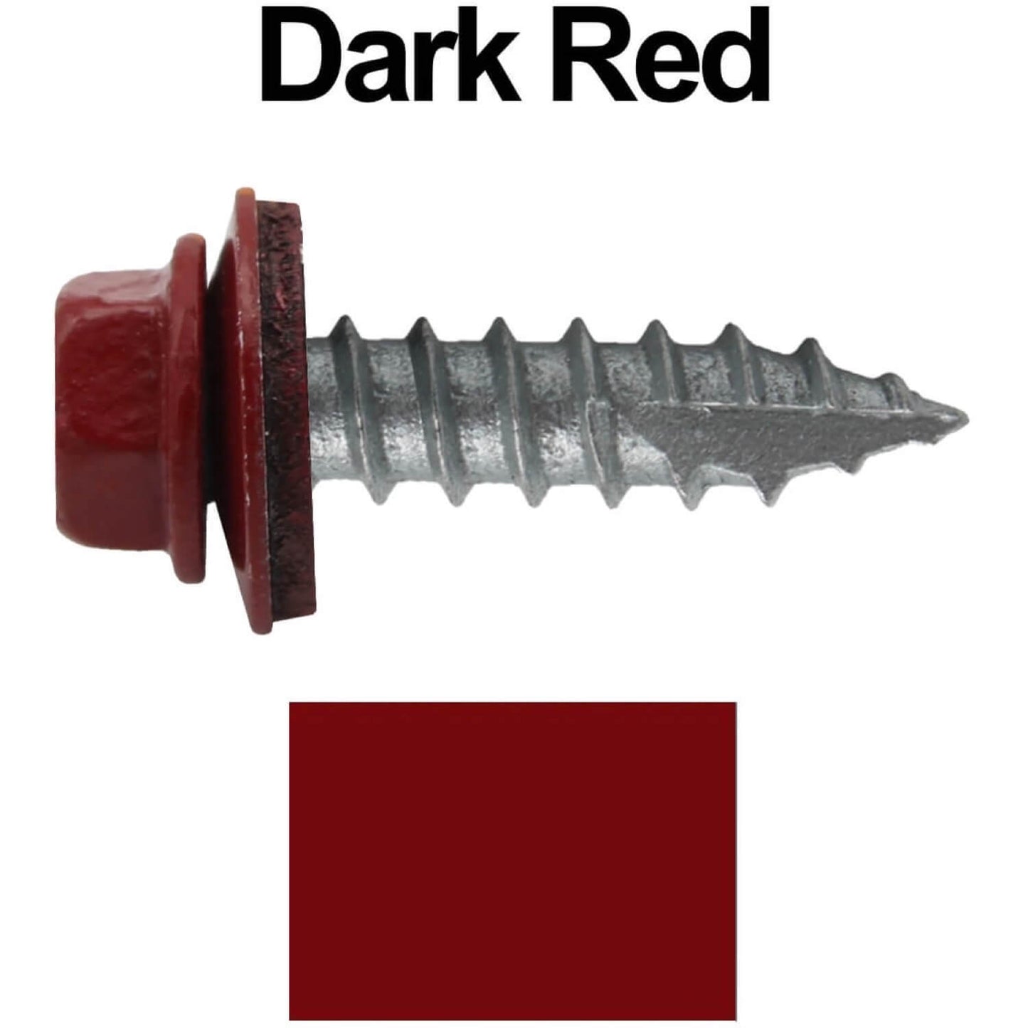 #14 x 1"  Metal ROOFING SCREWS - Hex Washer Head - Self starting/self tapping - EPDM washer. Colored head.