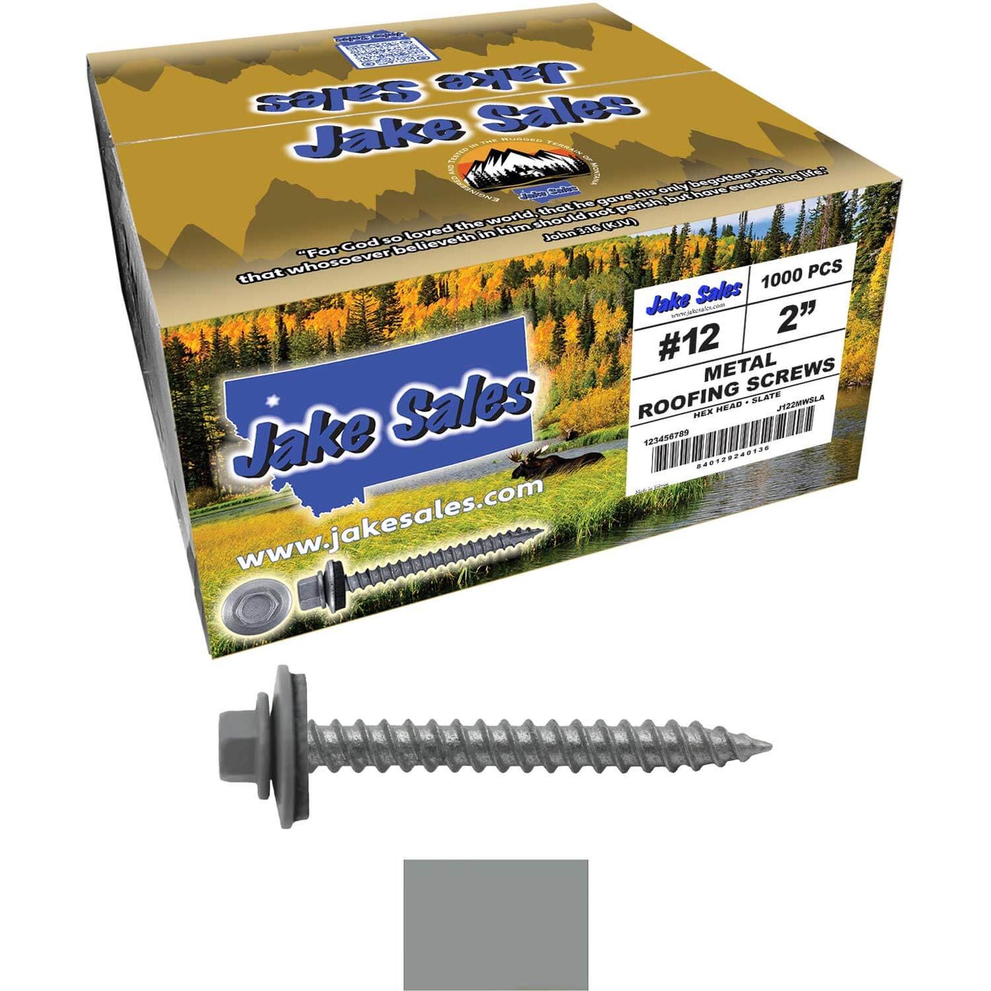 #12 x 2" RE-GRIP METAL ROOFING SCREWS - Hex Washer Head - Self starting/self tapping - EPDM washer. Colored head.