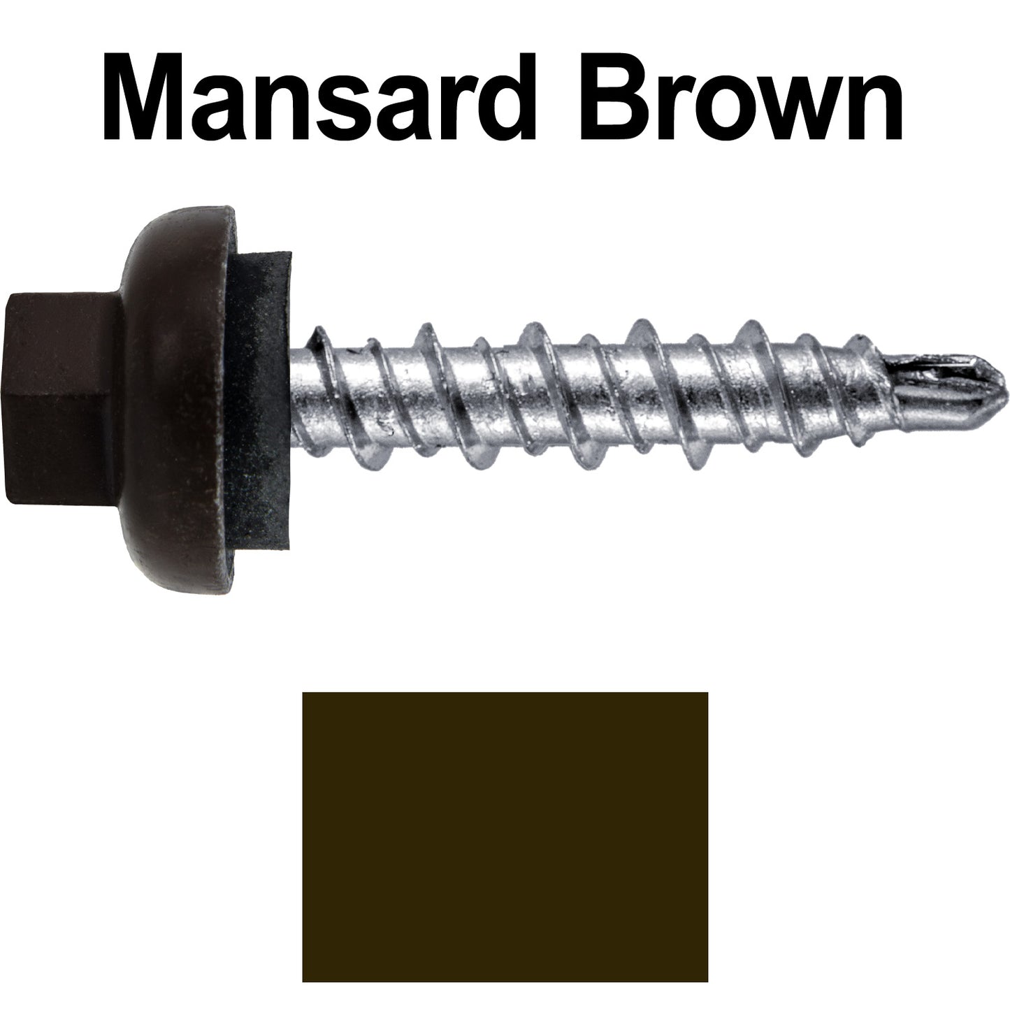 10 X 1" Zinc Aluminum Cap MINI-DRILLER Roofing Screws HI-LO THREAD Zinc Plated Carbon Steel Shank - EPDM Washer - Colored head