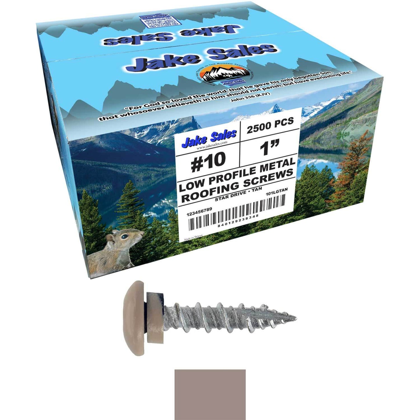 10 X 1" - LOW PROFILE Star Head Roofing Screws - HI-LO Thread - Metal To Wood - T25 Torx Drive Head - EPDM washer.