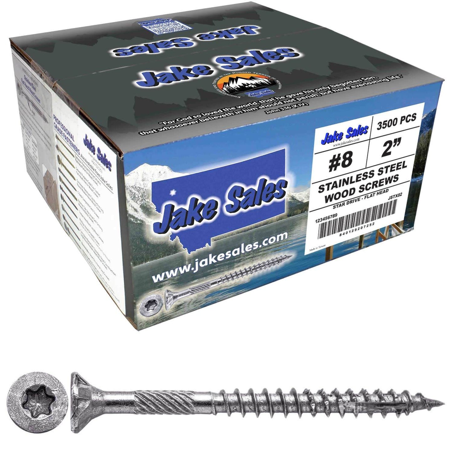 #8 Torx/Star Drive Head - 300 Grade Stainless Steel Torx/Star Drive Wood Screws - Silver Star Stainless Steel Wood Screw