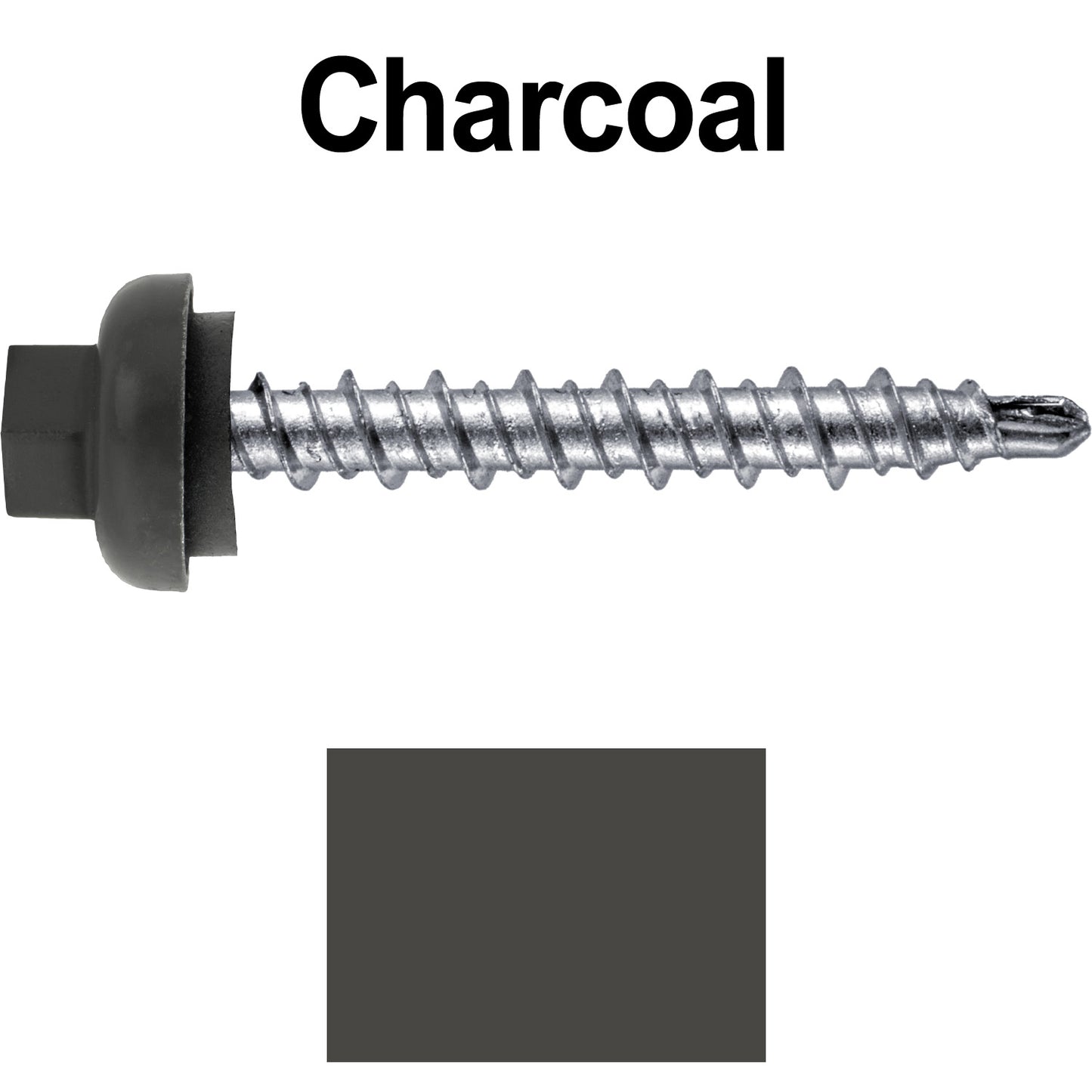 10 X 1-1/2” Zinc Aluminum Cap MINI-DRILLER Roofing Screws HI-LO THREAD Zinc Plated Carbon Steel Shank - EPDM Washer - Colored head