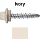 #10 x 1" Stainless Steel Mini Driller Sheet Metal Roofing Screw - Hex Washer Cap - Self starting metal to wood siding screws - EPDM washer. Colored Head.