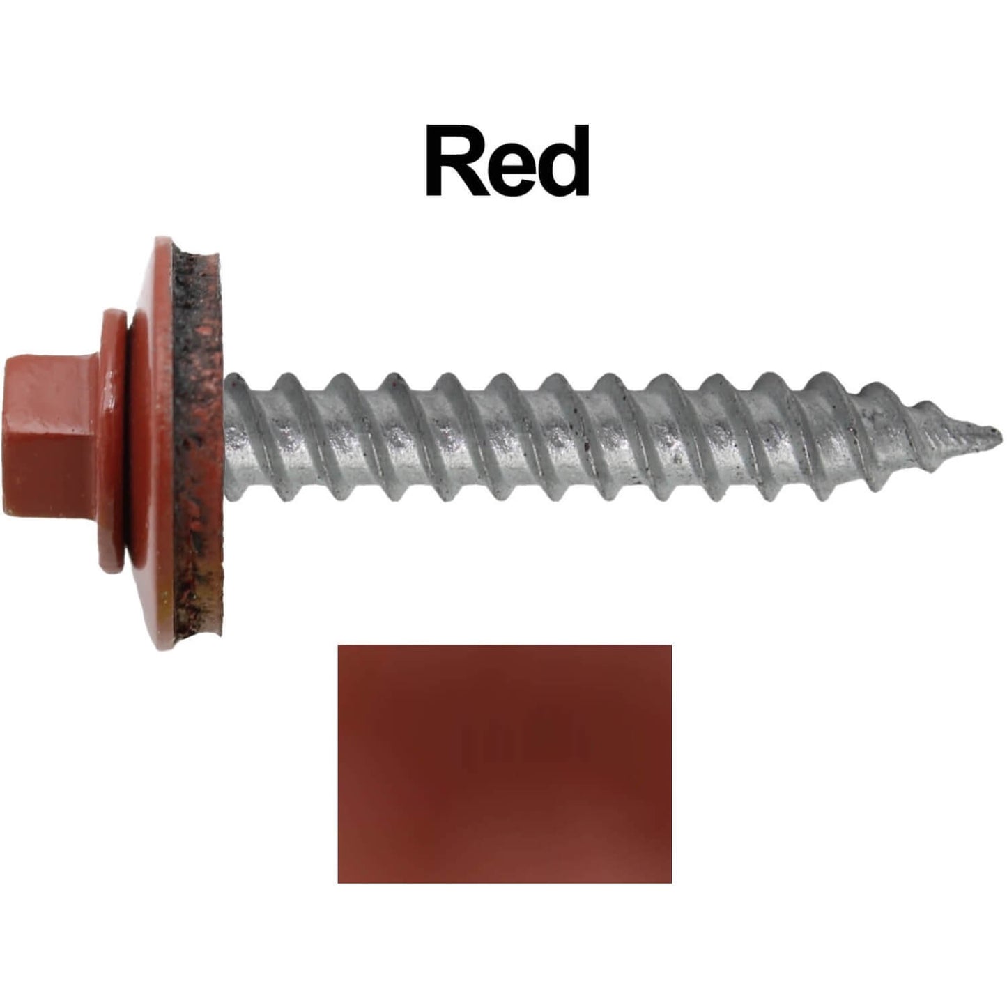 12 x 1-1/2"  Metal ROOFING SCREWS - Hex Washer Head - Self starting/self tapping - EPDM washer. Colored head.