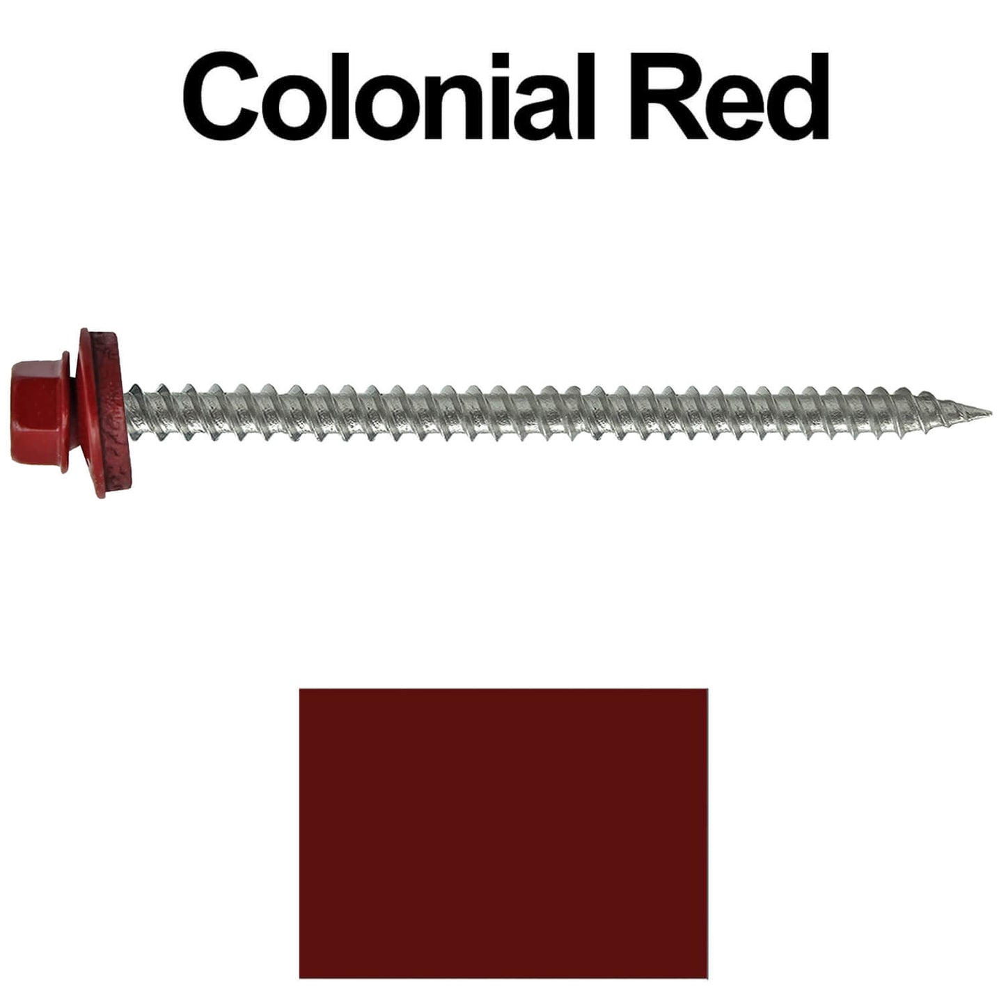 #9 x 3" Stainless Steel Metal Roofing Screws - Hex Washer Head - Self starting/self tapping - EPDM washer. Colored head.