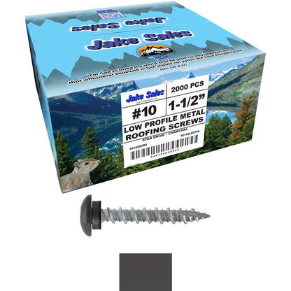 10 x 1-1/2” LOW PROFILE Star Head Roofing Screws - HI-LO Thread - Metal To Wood - T25 Torx Drive Head - EPDM washer