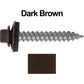 12 x 1-1/2"  Metal ROOFING SCREWS - Hex Washer Head - Self starting/self tapping - EPDM washer. Colored head.