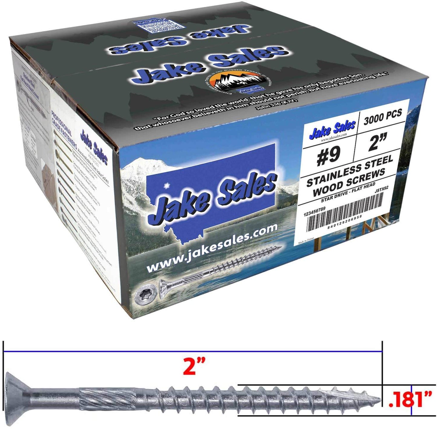 #9 Silver Star Stainless Steel Wood Screw Torx/Star Drive Head - Grade 300 Series Stainless Steel Torx/Star Drive Wood Screws