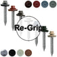 #12 x 1-1/2"  RE-GRIP METAL ROOFING SCREWS - Hex Washer Head - Self starting/self tapping - EPDM washer. Colored head.