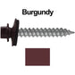 12 x 1-1/2"  Metal ROOFING SCREWS - Hex Washer Head - Self starting/self tapping - EPDM washer. Colored head.