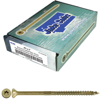 #9 x 1-1/2" - 3-1/8" Bronze Exterior Coated Wood Screw Torx/Star Drive Head - Multipurpose Exterior Coated Torx/Star Drive Wood Screws