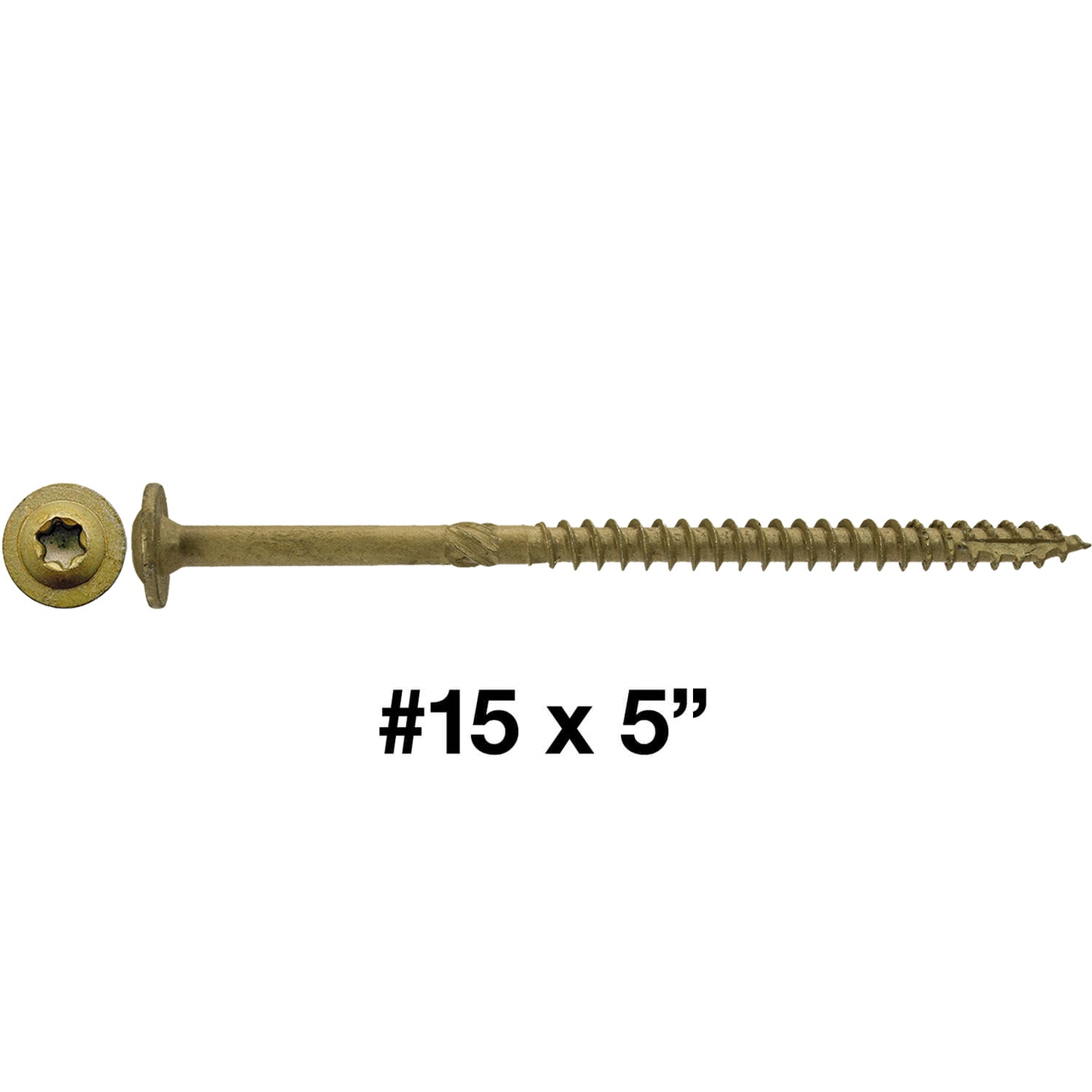 Jake Sales #15 x 5" Construction Lag Screw - Torx/Star Drive Heavy Duty Structural Lag Screw - ACQ Compatible - Modified Truss Washer Head (OVERSTOCK)