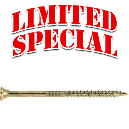 #10 x 3-1/2" Gold Star Wood Screw, T-30 Torx Drive, Flat Head - (Pallet of 48 x Full Boxes) ~48,000 Screw Count