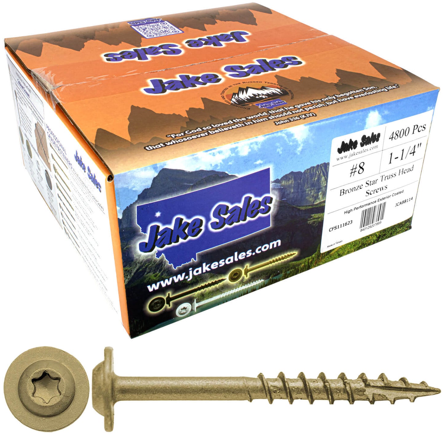 #8 Bronze Star Exterior Coated Modified Truss Head Cabinet Wood Screw Torx/Star Drive Head - Multipurpose Exterior Coated Torx/Star Drive Wood Screws