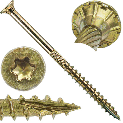 #10 x 3" Gold Star Wood Screw, T-30 Torx Drive, Flat Head - (Pallet of 48 x Full Boxes) ~72,000 Screw Count